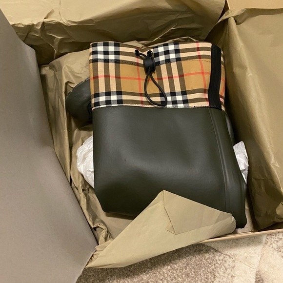 Burberry Olive Knee-High Nova Check Rain Boot - Picture 10 of 13